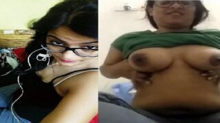 Desi49 MMS of GF topless pressing big boobs