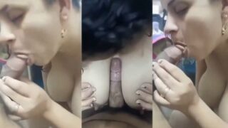 XXX Hindi lady’s blowjob makes guy cum on her tits